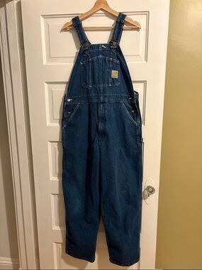 Carhartt Men’s Denim Bib Overalls | Dark Wash | 34”